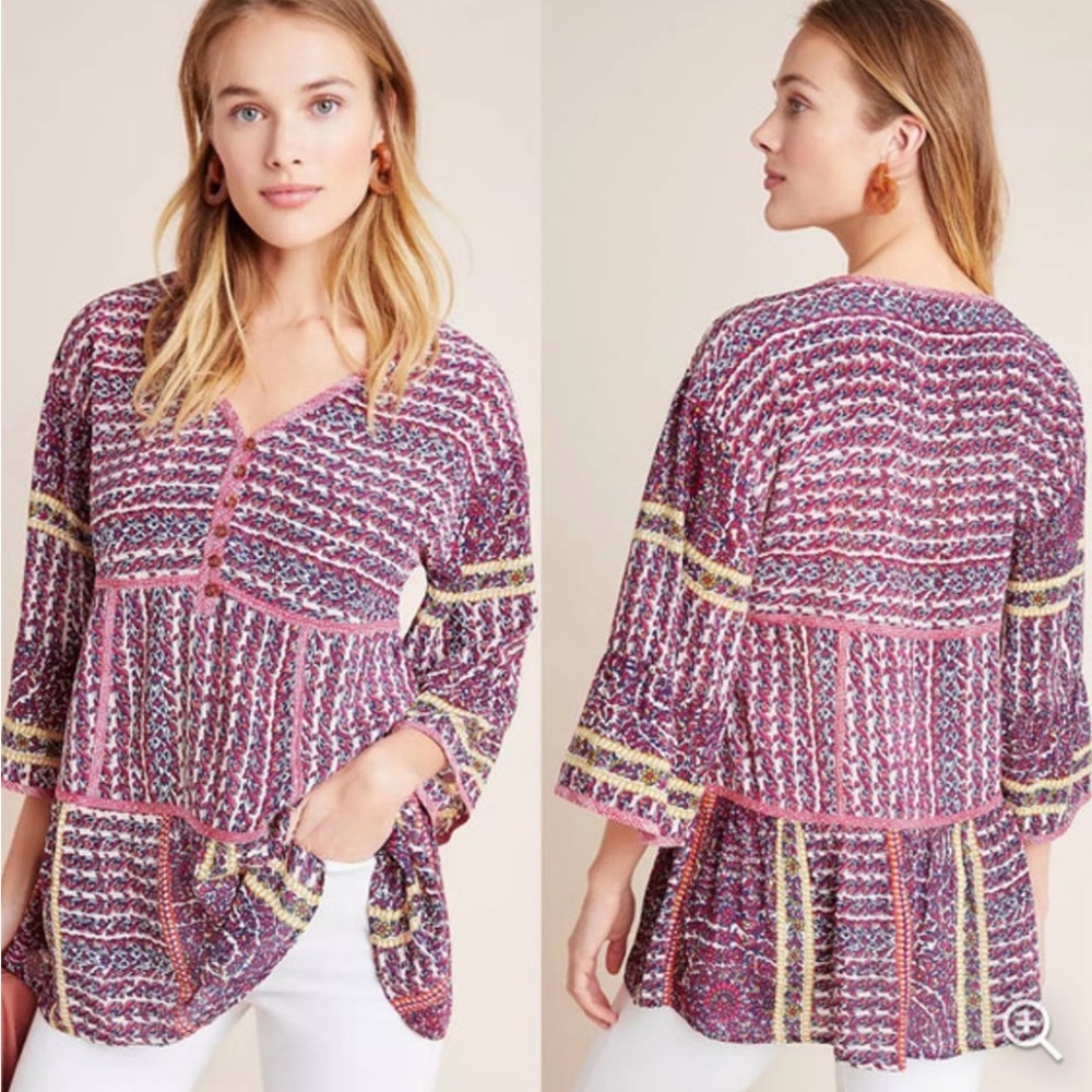 Maeve Pink Purple Printed Boho Tunic